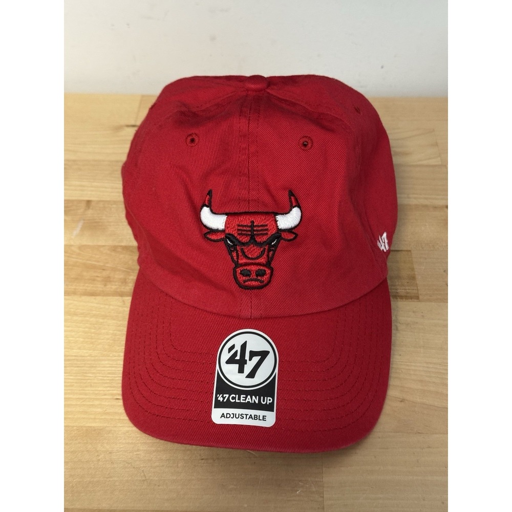 New Chicago Bulls 47 Brand Acrylic Clean Up Hat Adjustable Cap‎ Red NBA